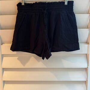a new day High Waist Black Linen Shorts